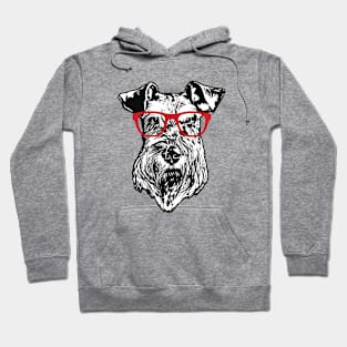 Cool Schnauzer Nerd with Red Glasses Hoodie